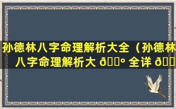 孙德林八字命理解析大全（孙德林八字命理解析大 🐺 全详 🐺 解）